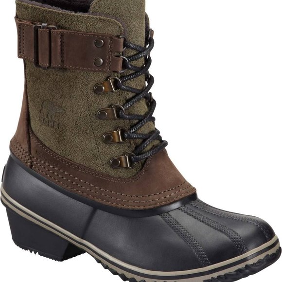 Sorel Shoes - Sorel Fancy Lace II Peatmoss Black Green Suede Duck Winter Boot